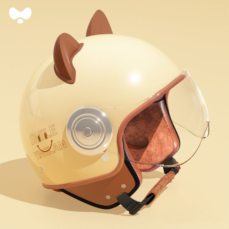 Cute cat ear three-quarter helmet for kids-I80