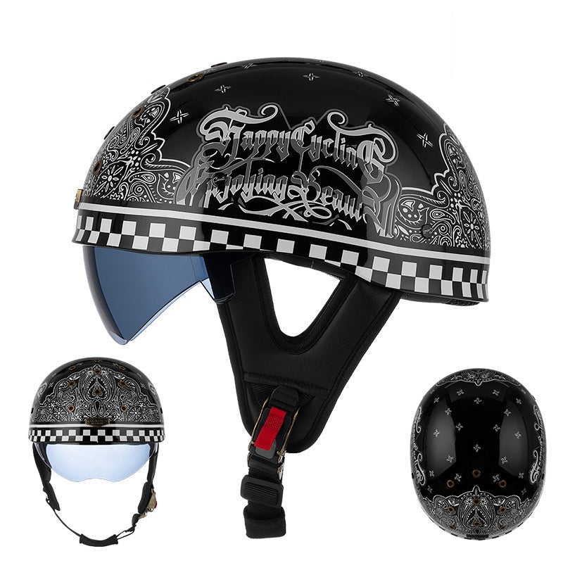 Retro half helmet with nine ventilation holes - I28
