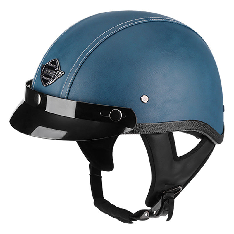 Vintage Handmade PU Leather Half-Helmet-I249