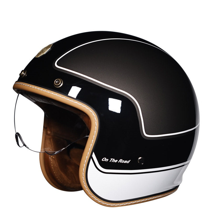 Retro-style open-face motorcycle helmet-I25