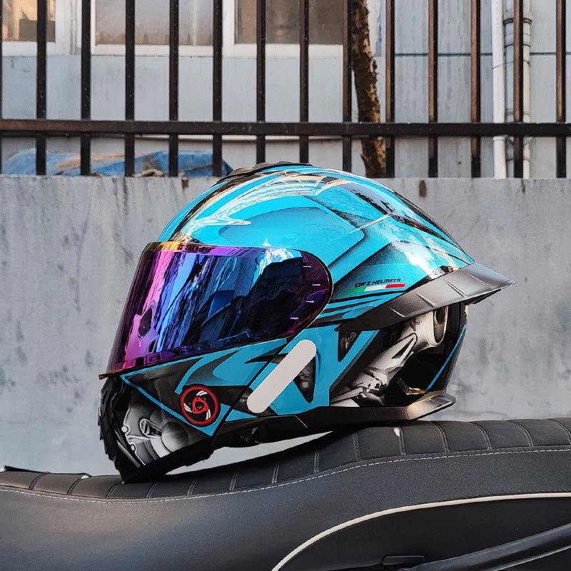DOT Motorcycle Flip-Up Helmet with Double Mirrors-I180