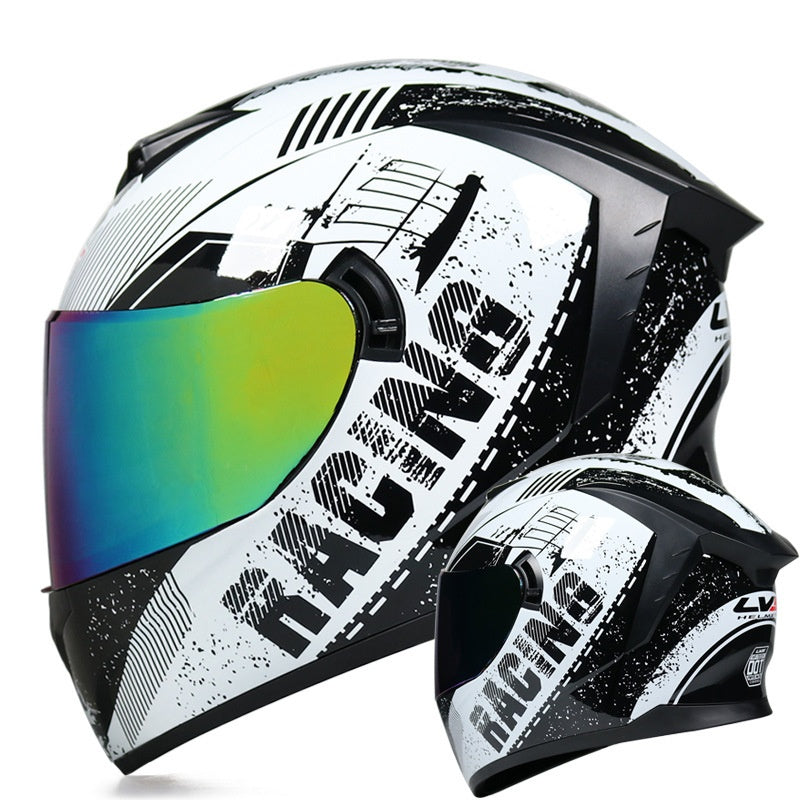 Full-face motorcycle helmet with dual visors-I204