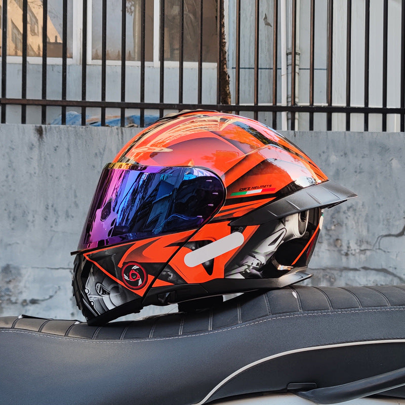 DOT Motorcycle Flip-Up Helmet with Double Mirrors-I180