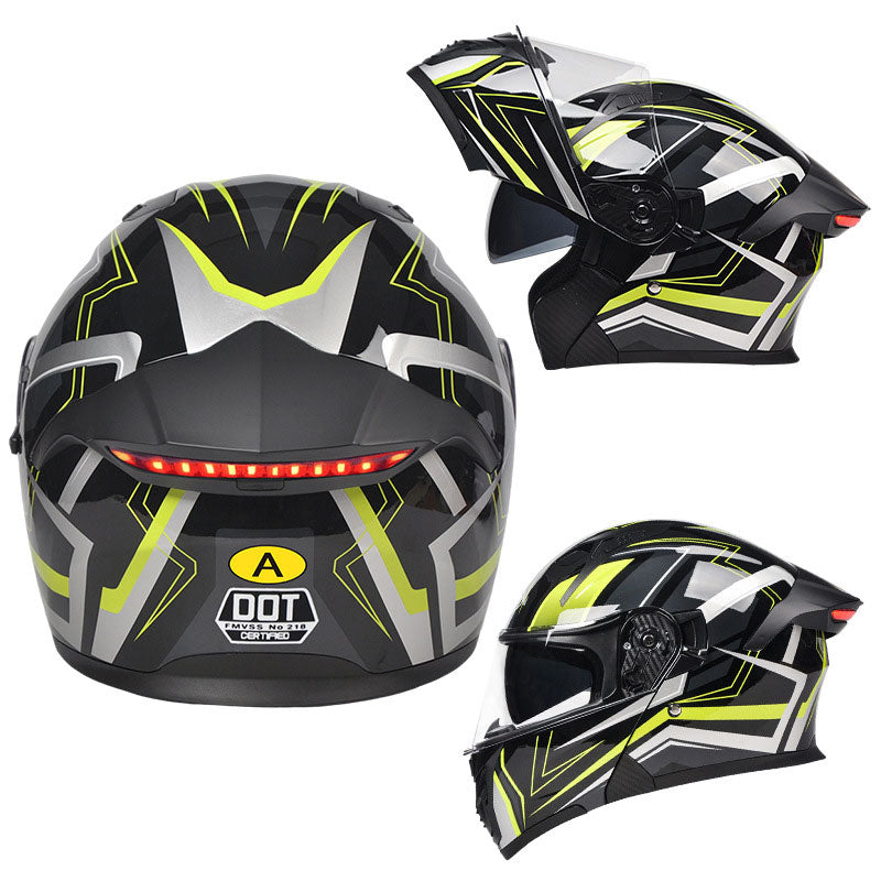 Cyberpunk Neon-Patterned Modular Motorcycle Helmet-I85