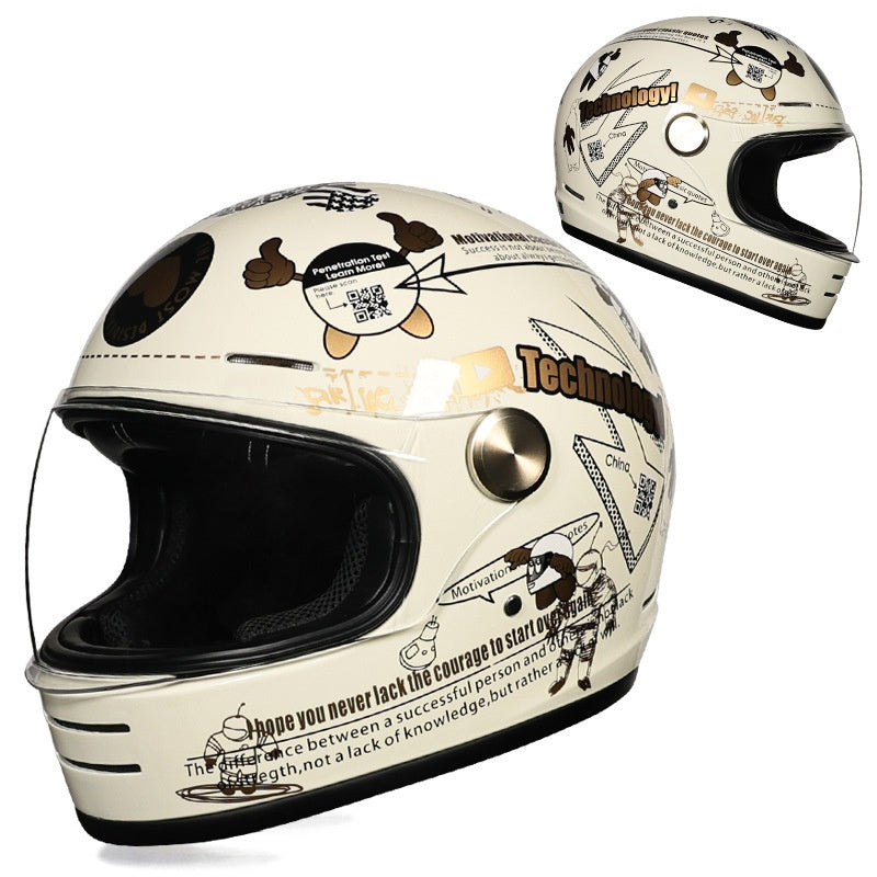 Retro-style full-face cruiser motorcycle helmet-I250