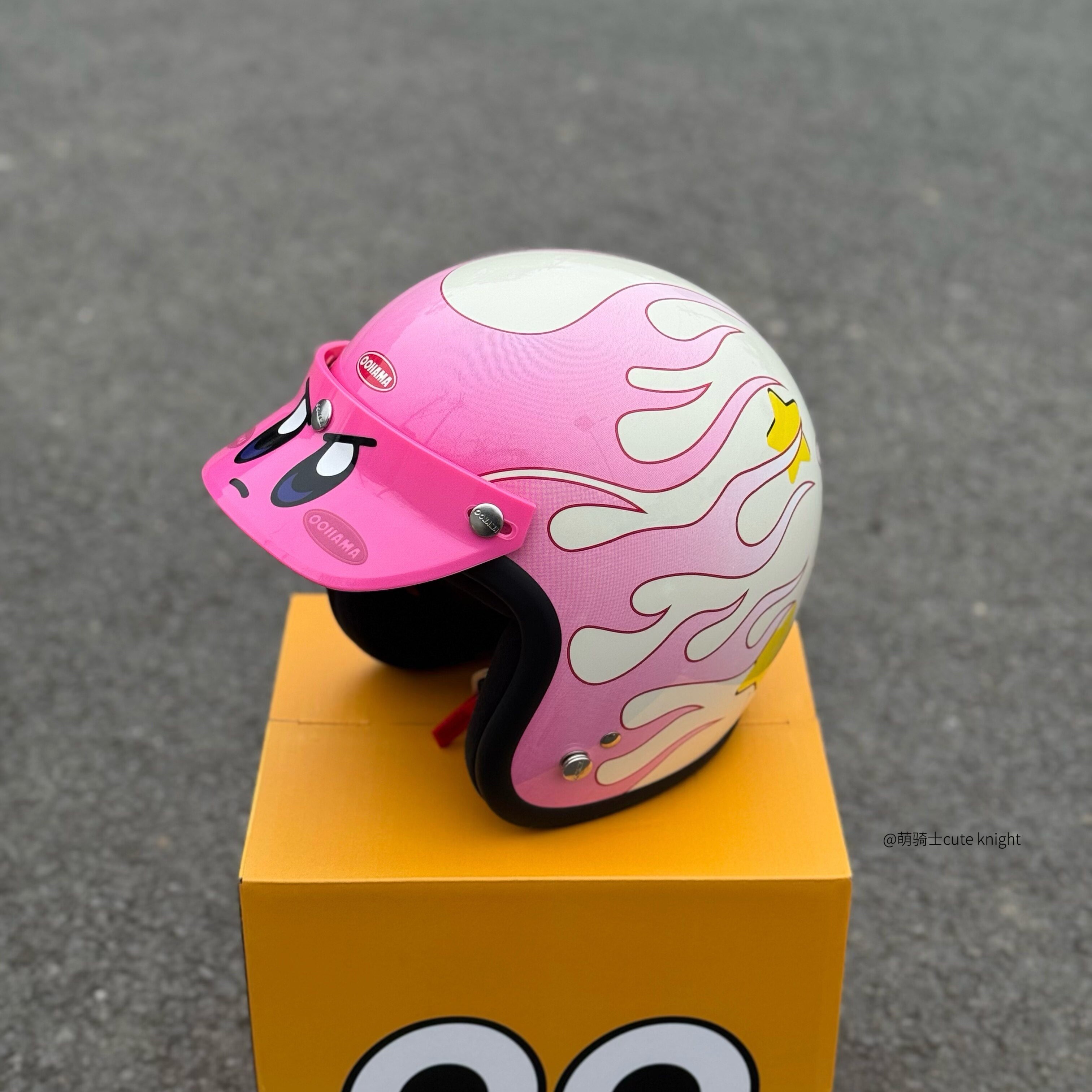 Pink Flame Open Face Motorcycle Helmet for Women Scooter-I39