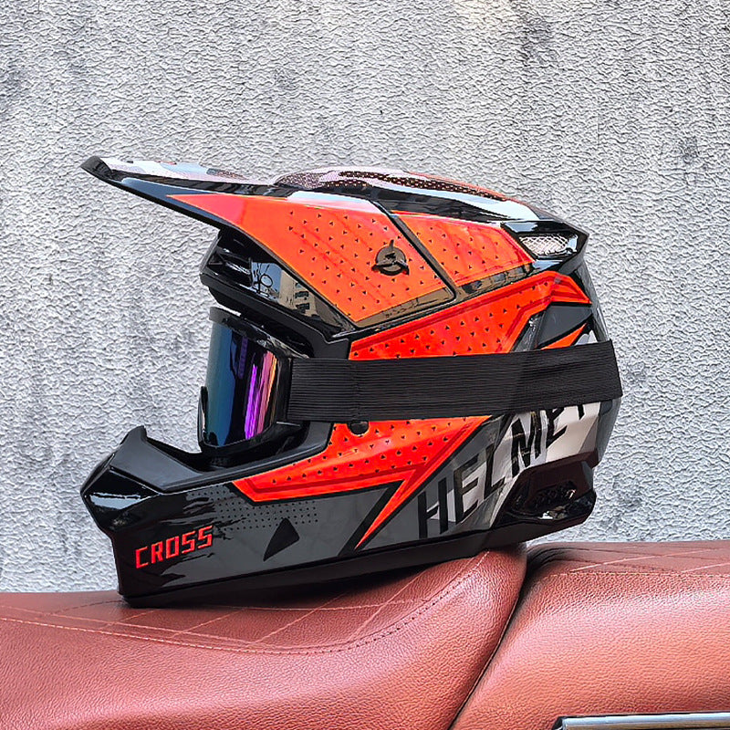 Racing Motocross Full-Face Helmet with Goggles-I171