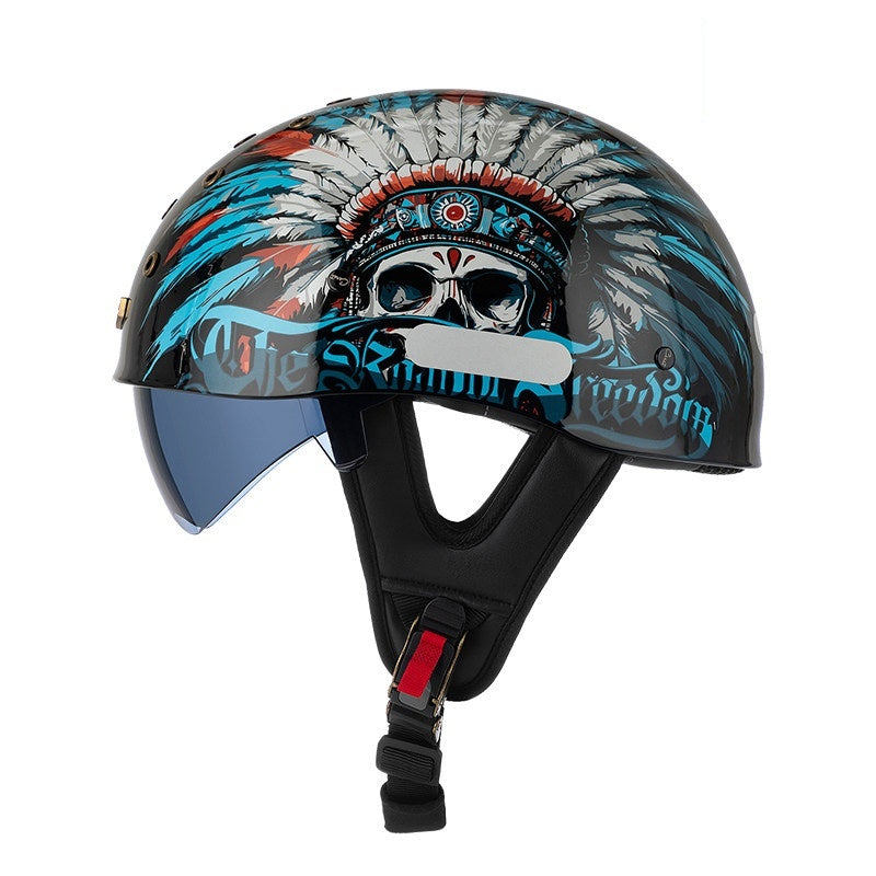 Retro half helmet with nine ventilation holes - I28