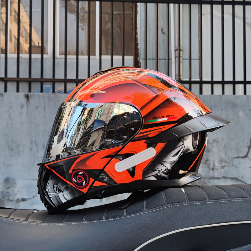 DOT Motorcycle Flip-Up Helmet with Double Mirrors-I180