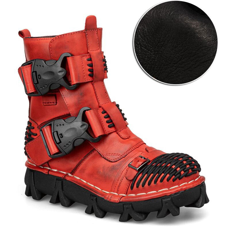 Fashionable punk-style motorcycle high-top leather boots-K168