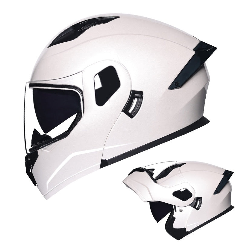 Flip-up motorcycle helmet with dual visors and iridescent coating-I183