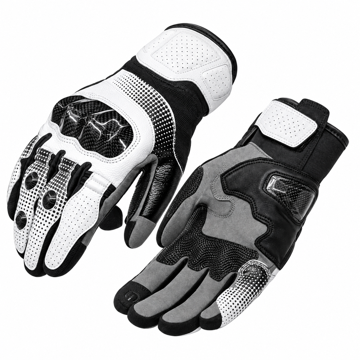 KTVMOTO Carbon Fiber Fingerless Motorcycle Gloves, Anti-Slip-G107