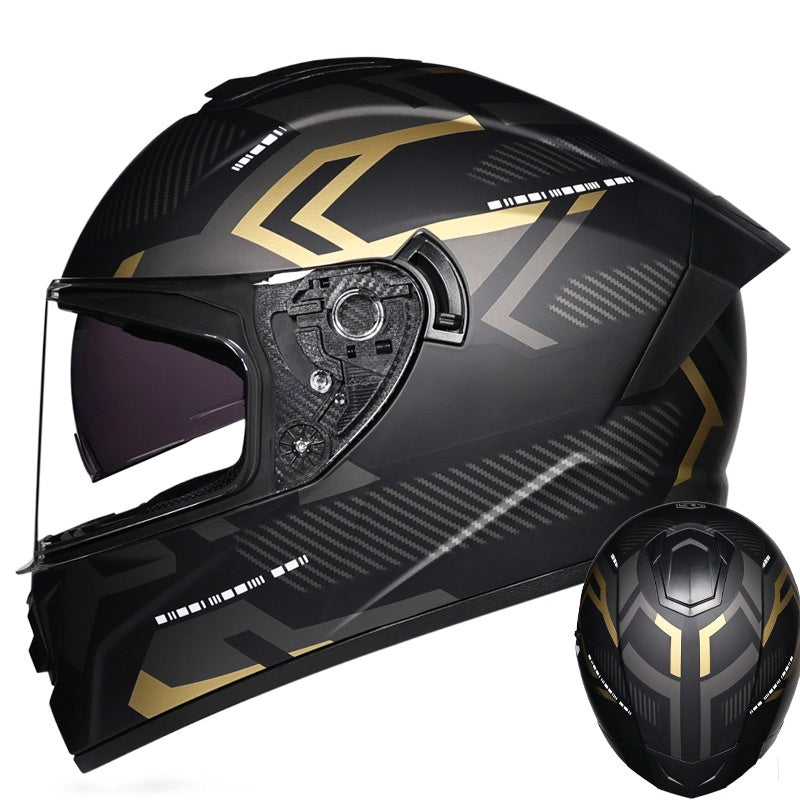 High-end sport-style full-face motorcycle helmet with dual visors-I159