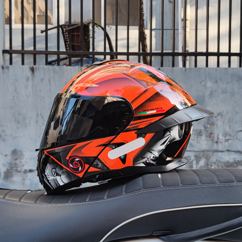 DOT Motorcycle Flip-Up Helmet with Double Mirrors-I180