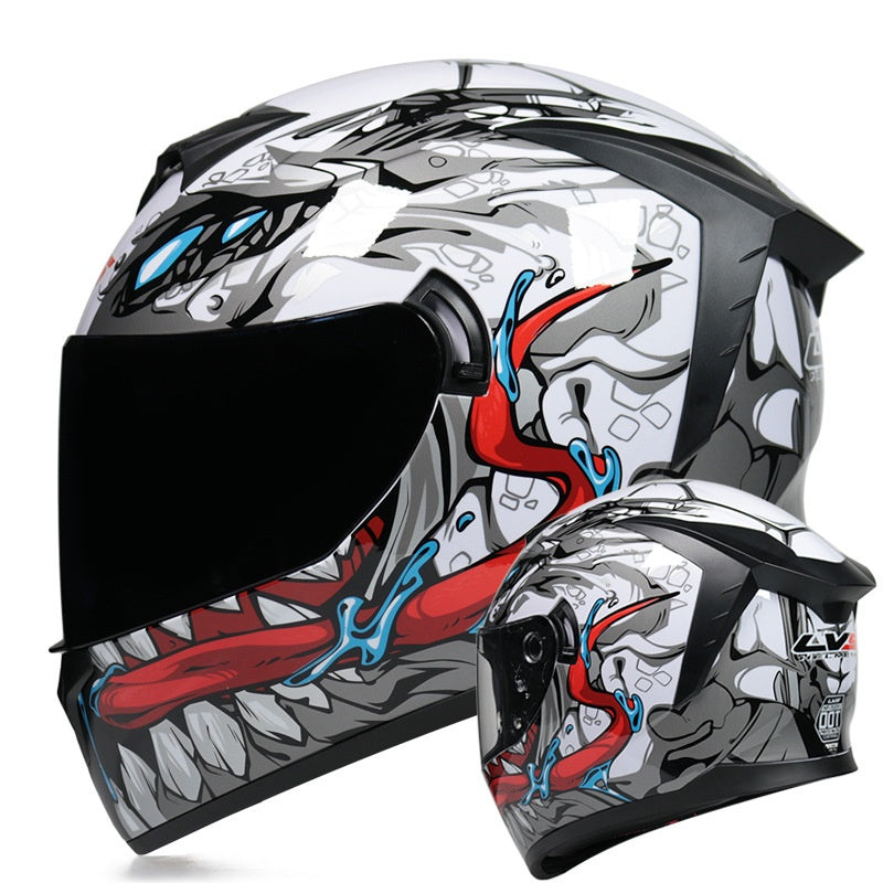 Full-face motorcycle helmet with dual visors (tinted)-I205