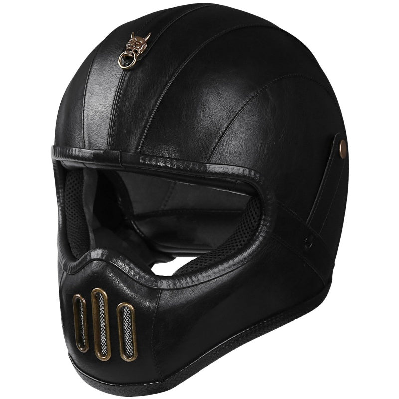 Vintage-style leather helmet-I230