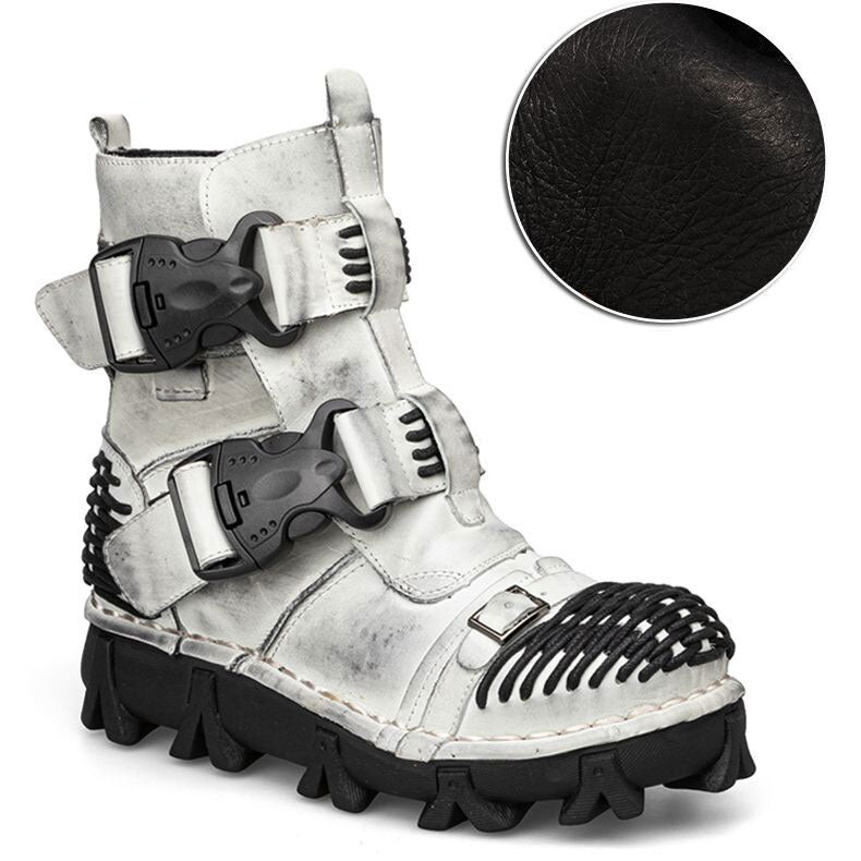 Fashionable punk-style motorcycle high-top leather boots-K168