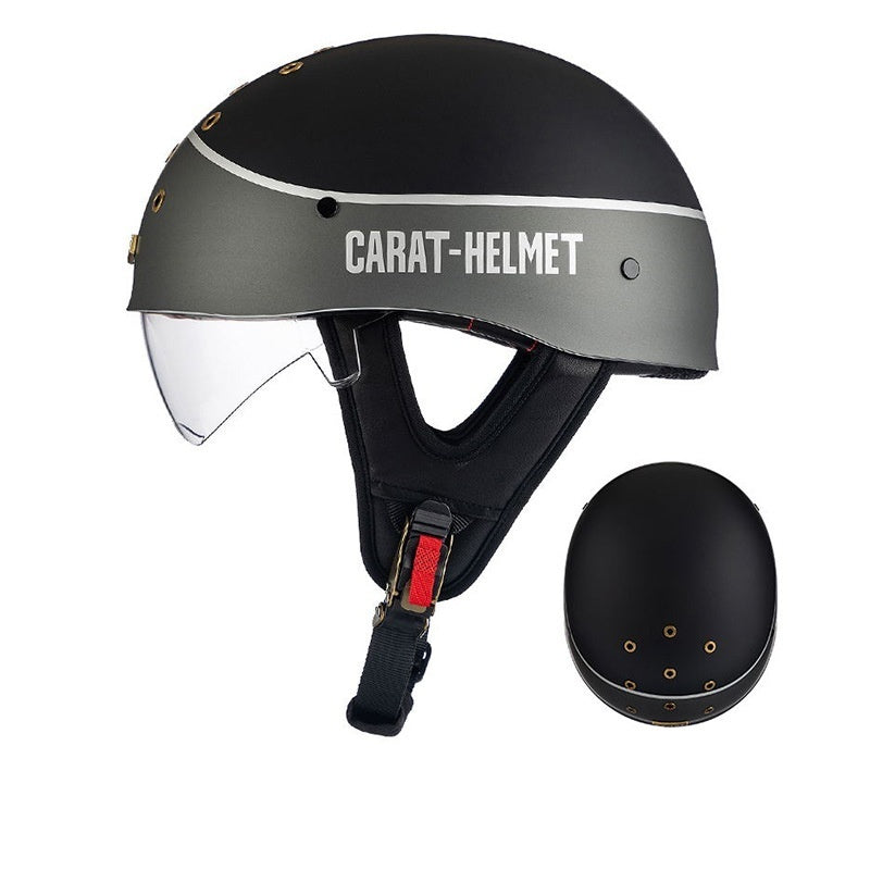 Retro half helmet with nine ventilation holes - I28