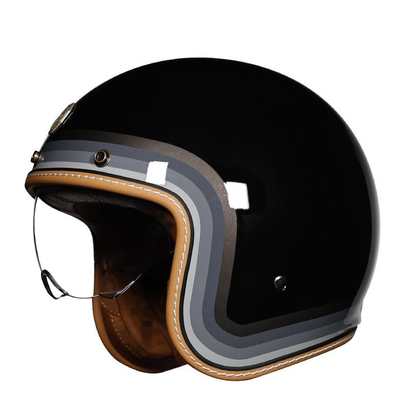 Retro-style open-face motorcycle helmet-I25