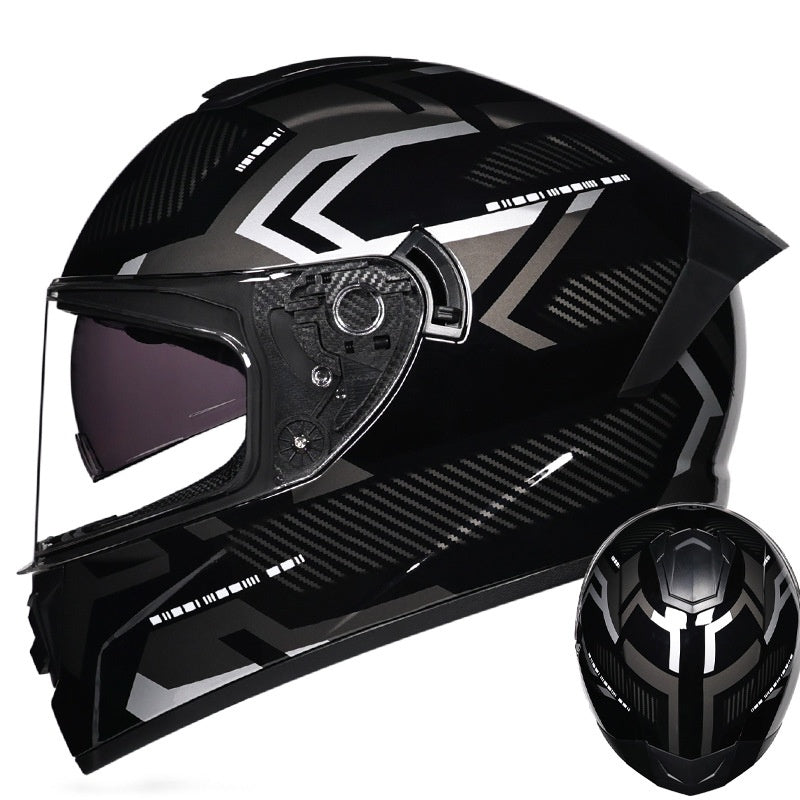 High-end sport-style full-face motorcycle helmet with dual visors-I159