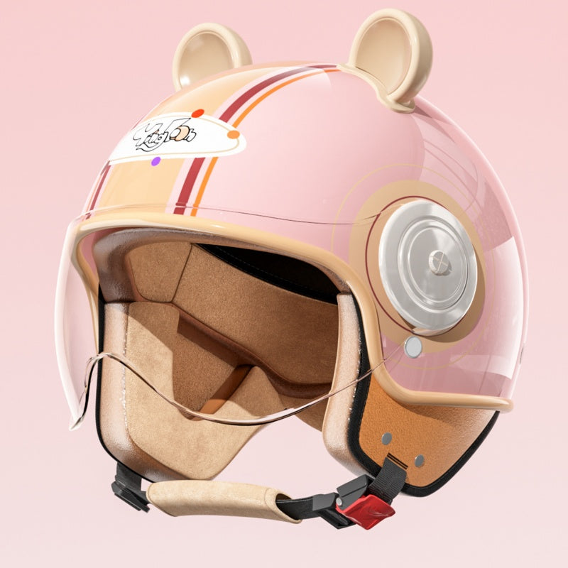 Cute bear ear convertible motorcycle helmet for kids-I79