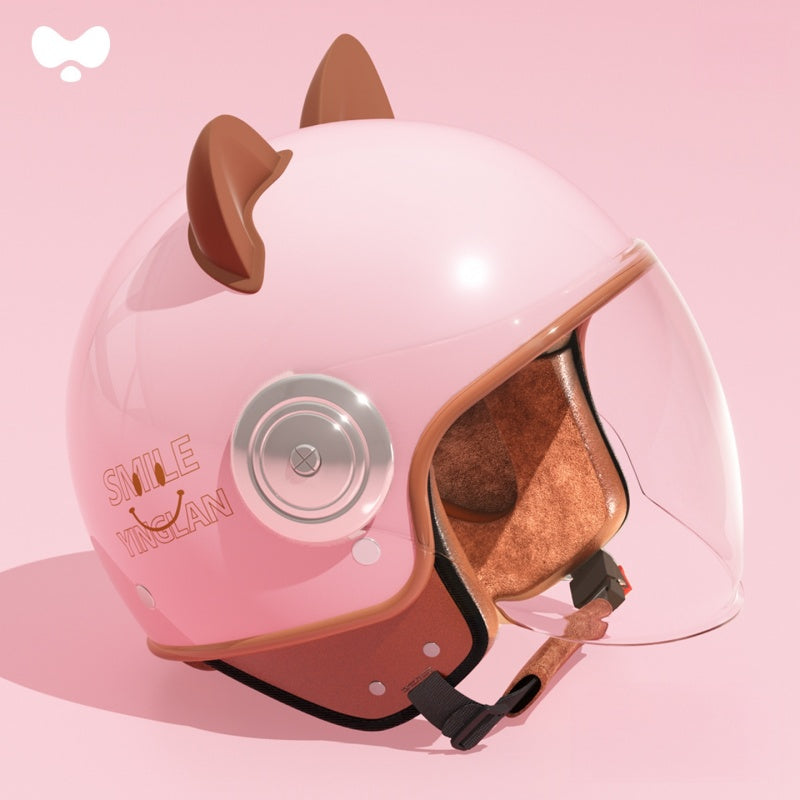 Cute cat ear three-quarter helmet for kids-I80