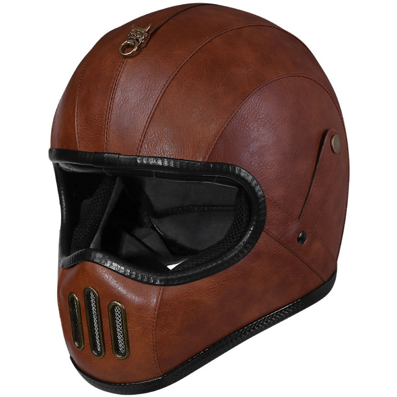 Vintage-style leather helmet-I230