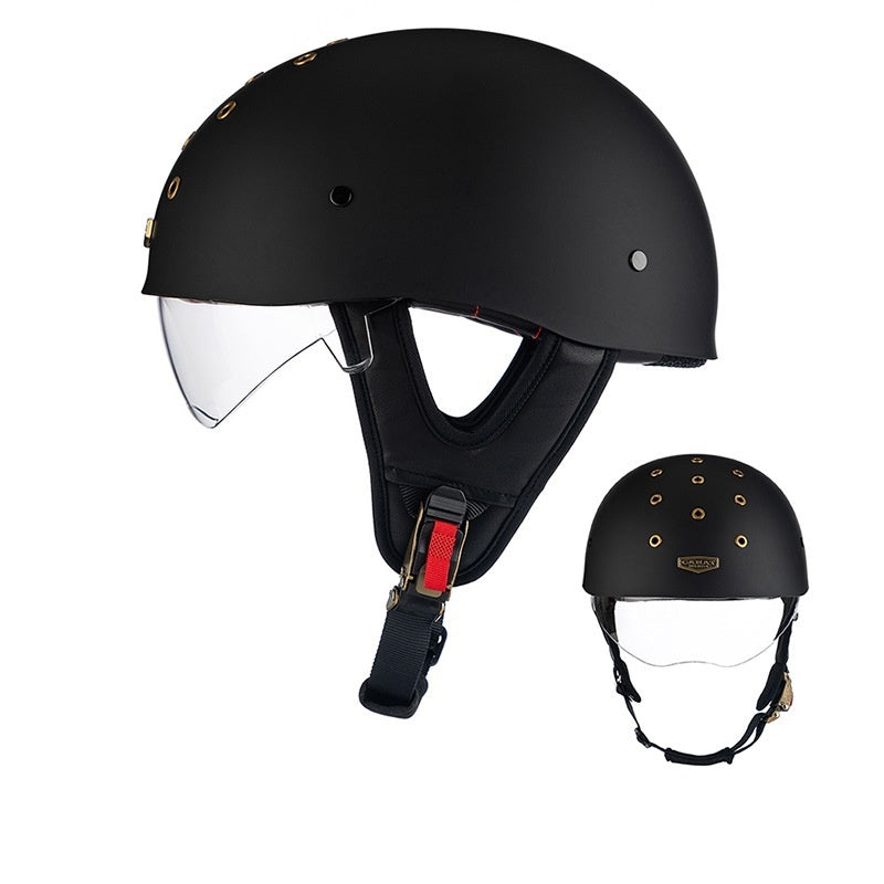 Retro half helmet with nine ventilation holes - I28