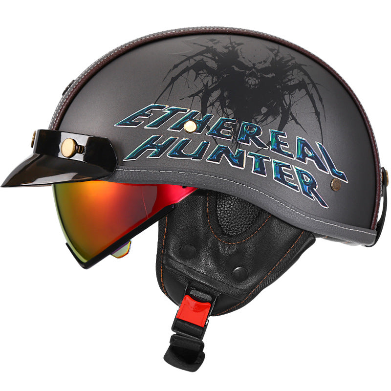 Retro-style cruiser motorcycle helmet-I50
