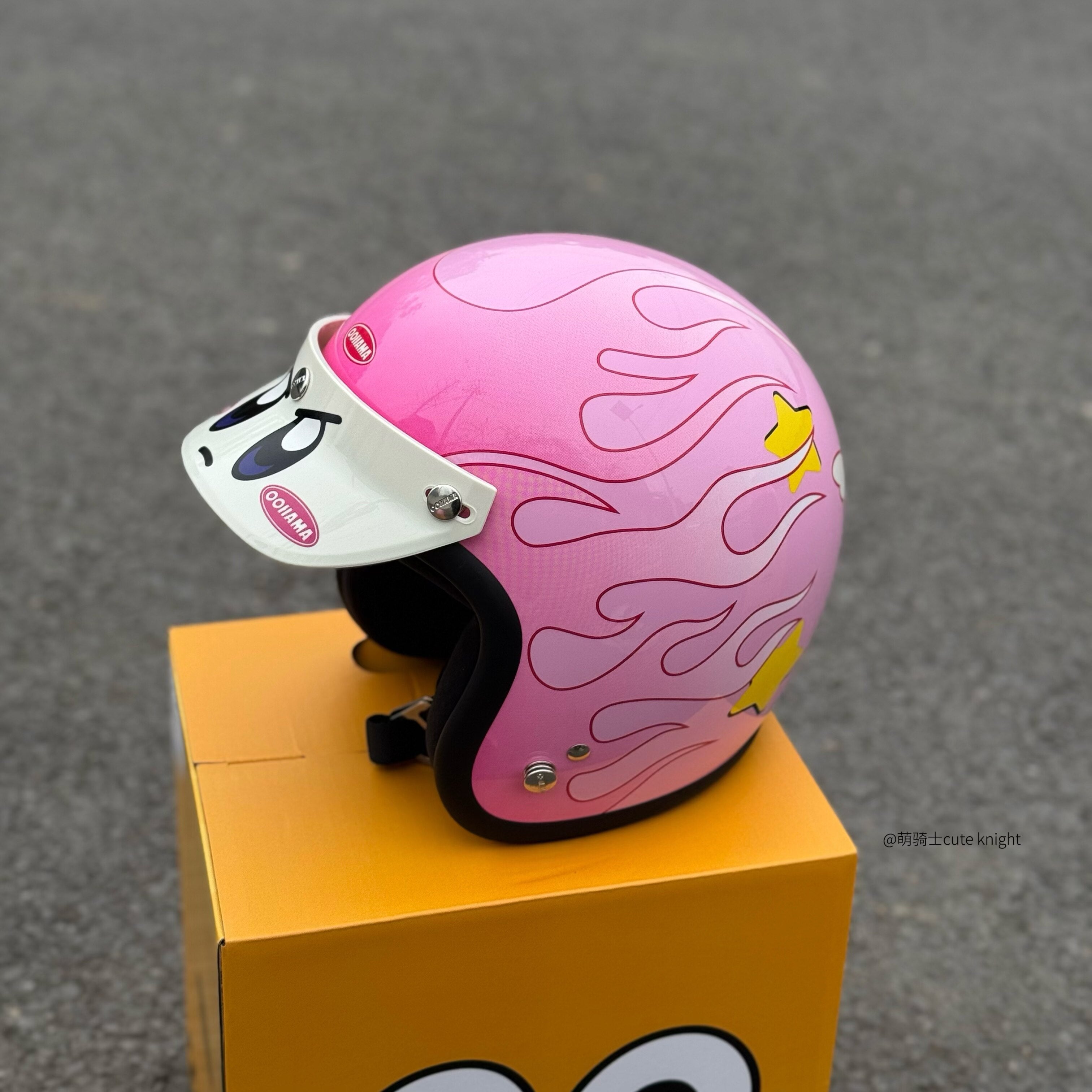 Pink Flame Open Face Motorcycle Helmet for Women Scooter-I39