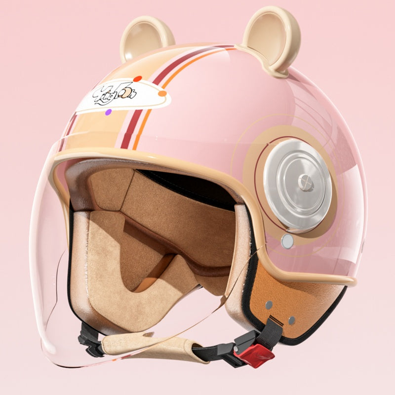 Cute bear ear convertible motorcycle helmet for kids-I79