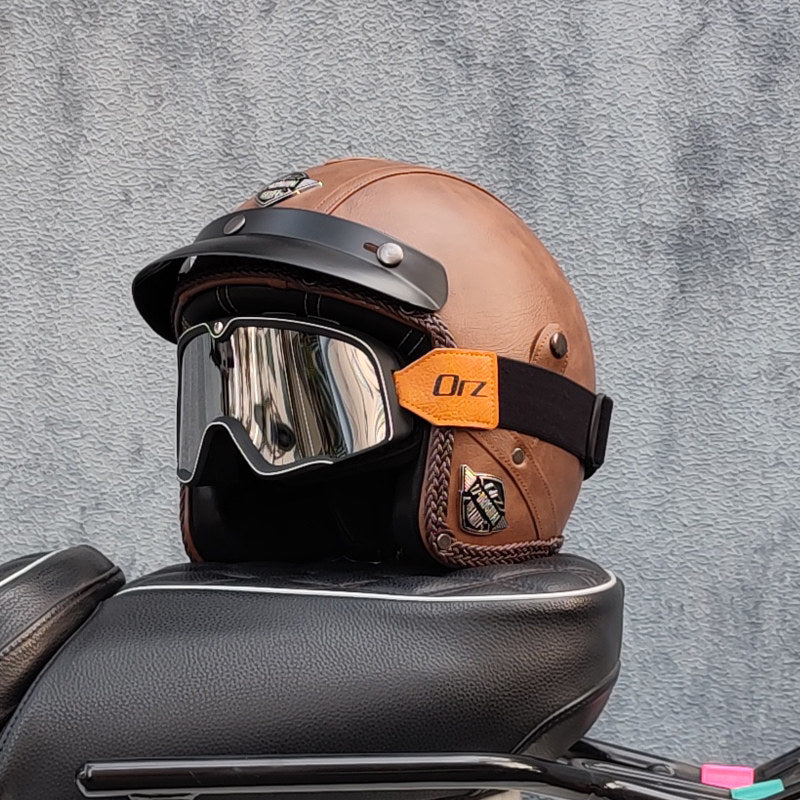 Retro lightweight open-face motorcycle helmet-I26