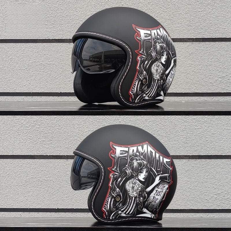 Retro motorcycle helmet, suitable for all seasons-I22