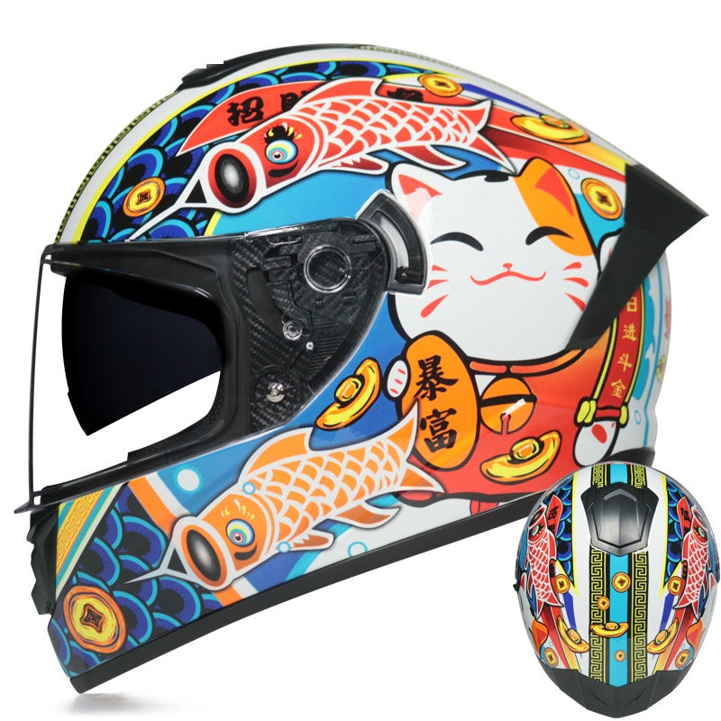 Dazzling Full-Face Motorcycle Helmet with Dual Visors (Racing Style)-I158
