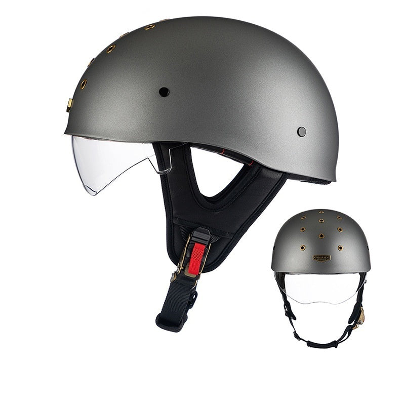 Retro half helmet with nine ventilation holes - I28
