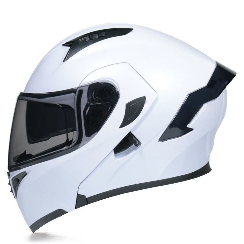 Motorcycle modular helmet with dual visors and a minimalist rear spoiler-I152