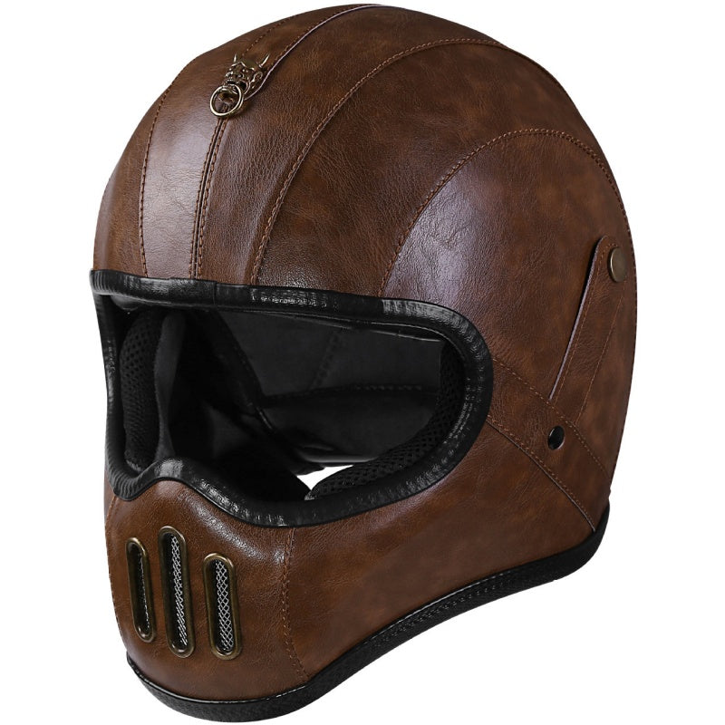 Vintage-style leather helmet-I230