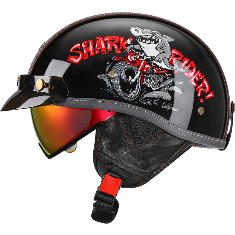 Retro-style cruiser motorcycle helmet-I50