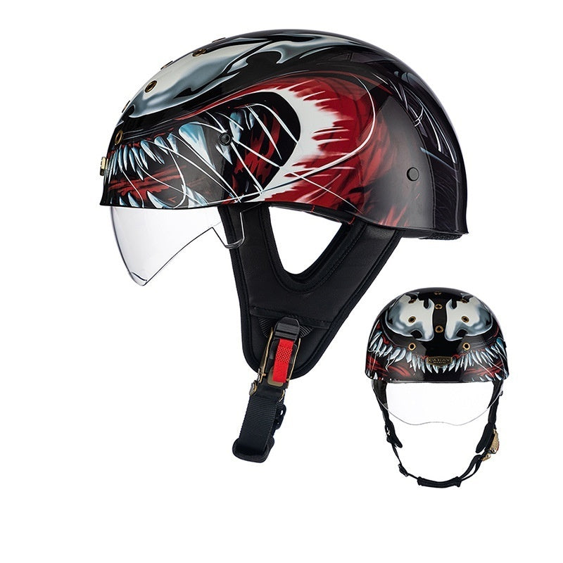Retro half helmet with nine ventilation holes - I28