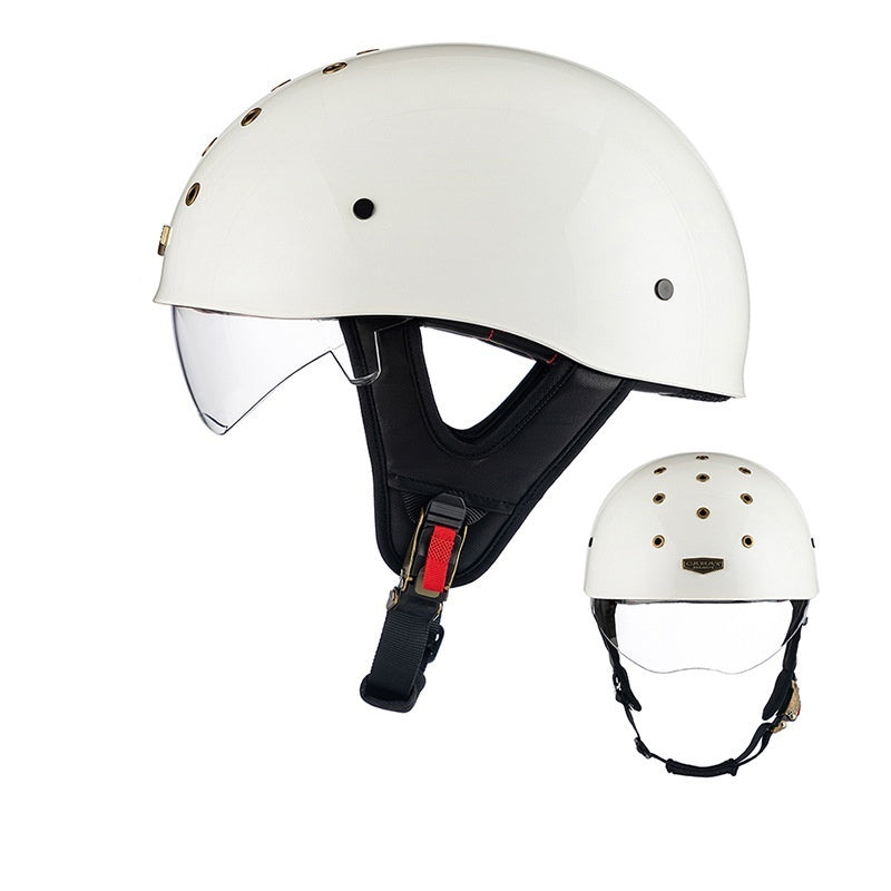Retro half helmet with nine ventilation holes - I28