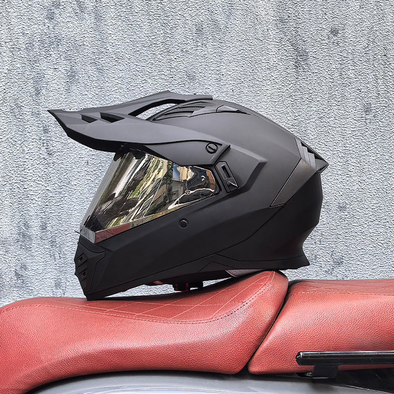 Classic Black Dual-Sport Motorcycle Helmet-I225