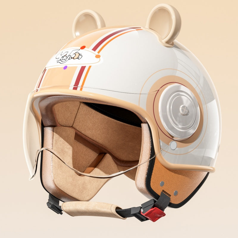 Cute bear ear convertible motorcycle helmet for kids-I79