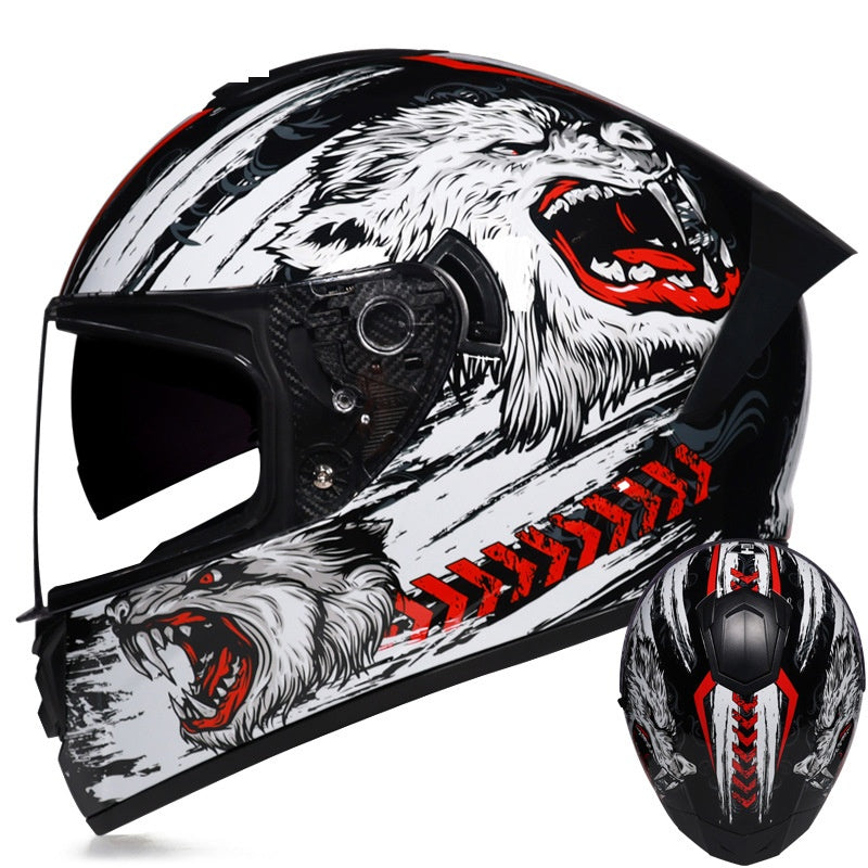 Cool Sport-Style Street Motorcycle Full-Face Helmet with Dual Visors-I160