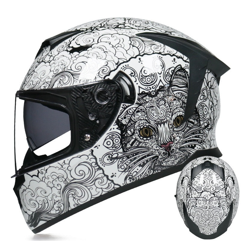 Gold-finish full-face motorcycle helmet with dual visors-I207