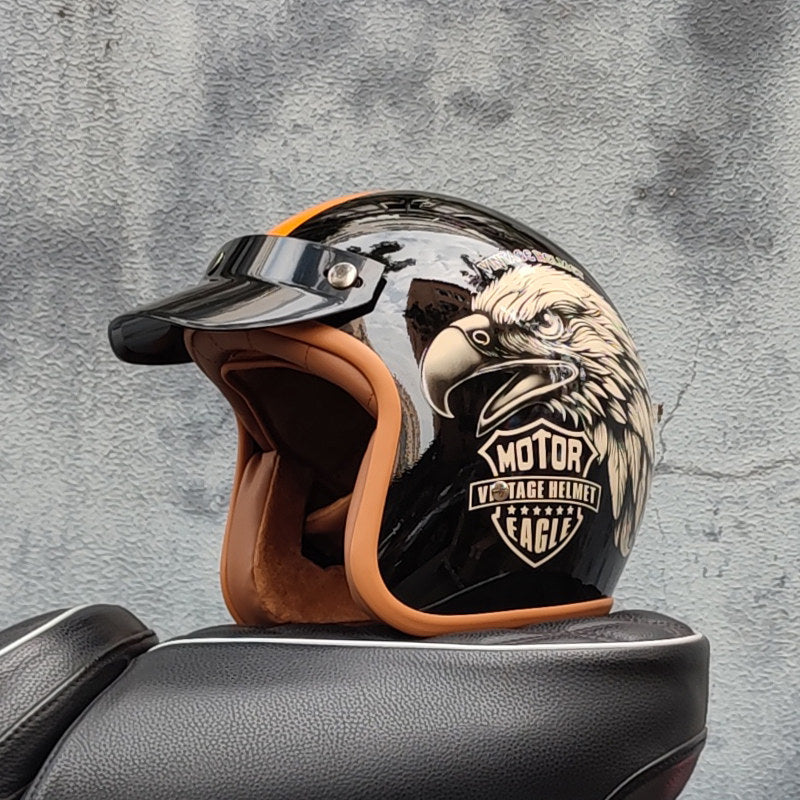 Retro motorcycle open helmet-I20