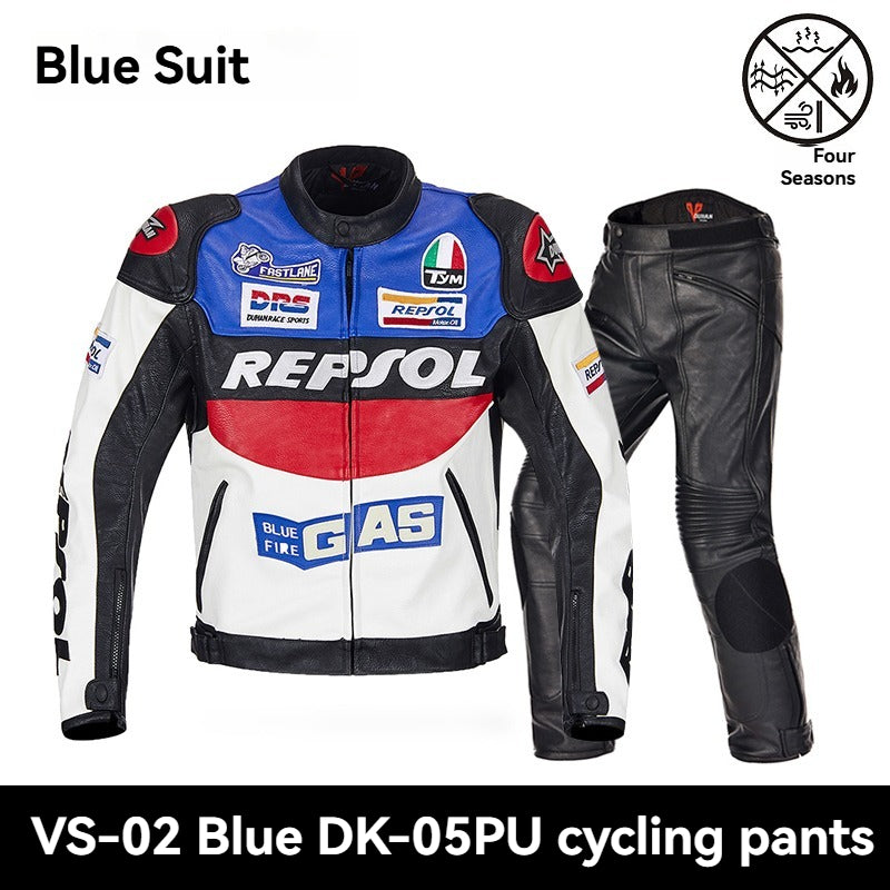 Men's and women's anti-fall imitation racing street bike motorcycle leather jacket - J32