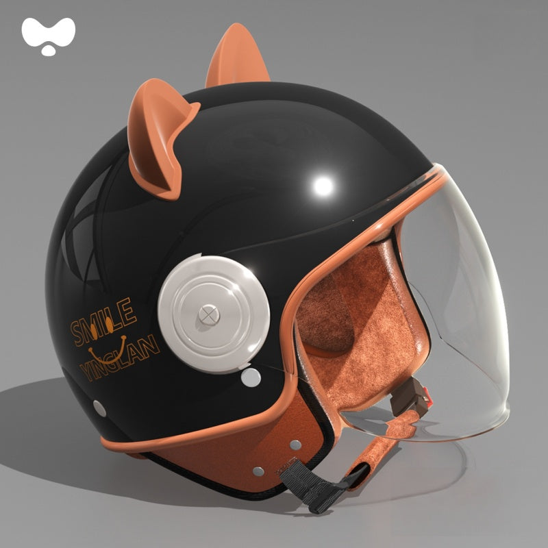 Cute cat ear three-quarter helmet for kids-I80