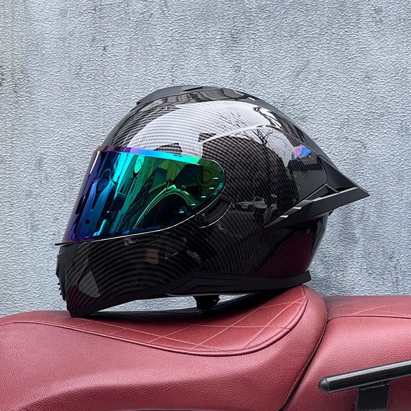 Full-face motorcycle helmet with iridescent visor-I192