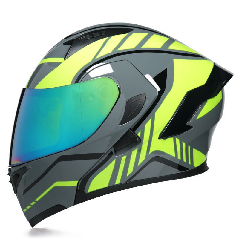 Stylish Modular Motorcycle Helmet with Dual Visors and Rear Spoiler-I153