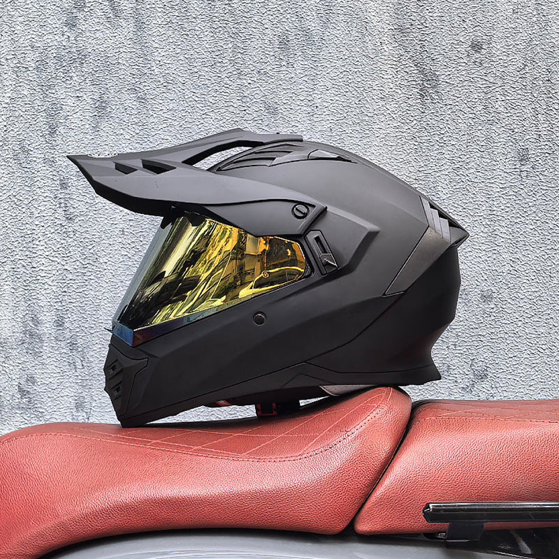 Classic Black Dual-Sport Motorcycle Helmet-I225